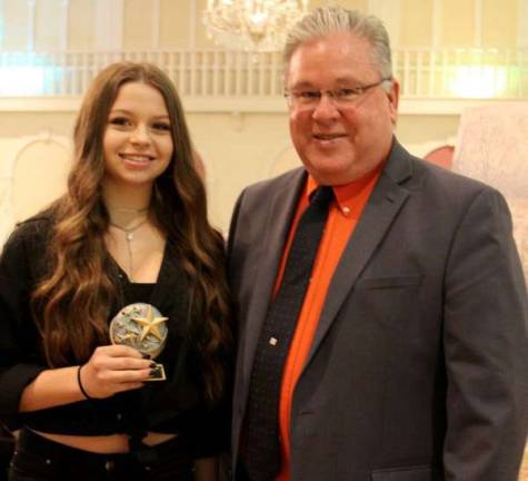 Heidi Willins from George F. Baker High School in Tuxedo with William J. Hecht, OU BOCES district superintendent.