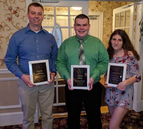 Photo credit: MOVAC Pictured from left to right are: Monroe Volunteer Ambulance Corps' &quot;Corps Persons of the Year&quot; Brandon Peifer and Richie Haley and &quot;Youth of the Year&quot; Karolina Smiechowski.
