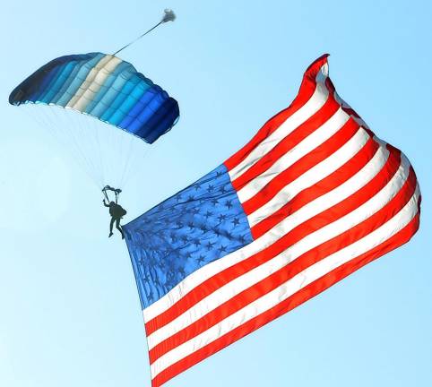 This is the flag-jump opening ceremony of 2021 Greenwood Lake Air Show. Photos by Ed Bailey.