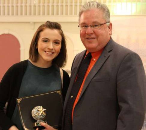 Photos courtesy of Orange Ulster BOCES Angela Prictoe from Monroe-Woodbury High School with William J. Hecht, OU BOCES district superintendent.