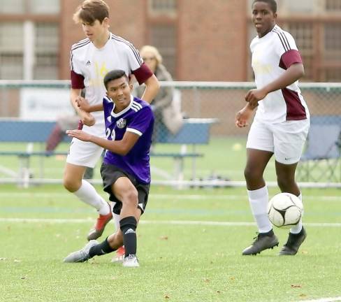 Mason Yamamoto (#29) scores the last goal of the game from just outside the box.