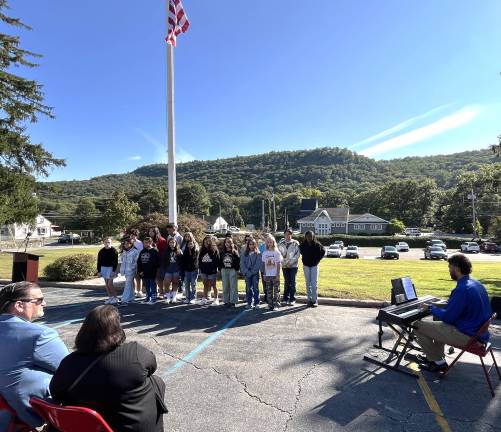 Tuxedo Union Free School District students at the George F. Baker High School during the Sept. 11 memorial service.