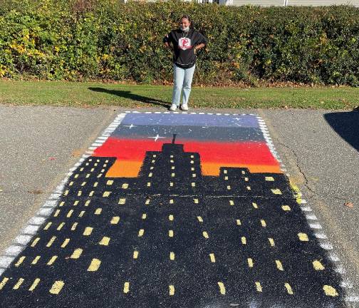 Tuxedo. George F. Baker seniors in Tuxedo paint parking spots