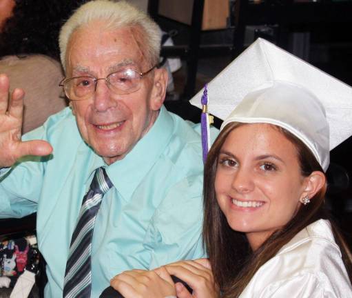 Photo provided by Melanie Damiani World War II veteran Joseph Checa Sr. of Monroe and his granddaughter Diana Turnbull each received their high diplomas during commencement exercises last Friday for the Monroe-Woodbury High School Class of 2012. The list of graduates, as well as additional photographs from the ceremony, appear on pages 16, 17 and 18.