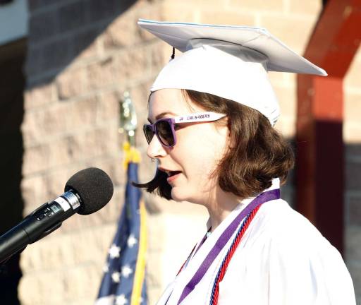 Madeline Salino gives the Valedictory Adress to the Crusaders.