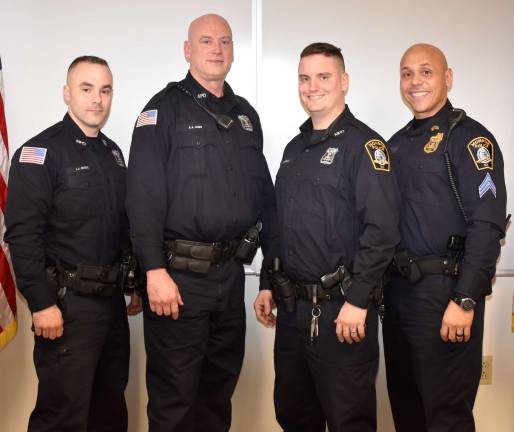 Photo provided by the Monroe Police Department Members of the Monroe Police Department's Community Police Officer Patrol Unit include, from left to rignt: PO Anthony Grosso, PO Stephen Dunn, PO Jason Farningham and Sgt David Lee.