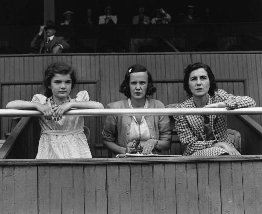 Credit: Courtesy Bert Morgan Archive The Tuxedo Historical will open its exhibit: &quot;Society at Play: Bert Morgan Photographs of Tuxedo Park, 1920-1950,&quot; on Sunday, Oct. 29. Among the photos will be one, showing from left to right: Jacqueline Bouvier, Mrs. Allan McLane Jr. and Jacqueline's mother, Mrs. John V. Bouvier III, 1939.
