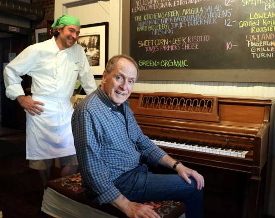 Photo by Roger Gavan The Grange chef/owner James Haurey with pianist and composer Richard Kimball.