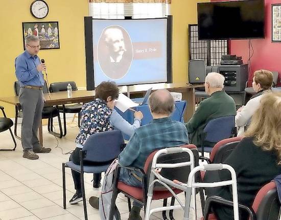 At the Woodbury Historical Society's meeting last Saturday, featured speaker Kevin Woyce discussed the “landmark” accomplishment of Henry B. Hyde, who, as president of the Equitable Life Assurance Society of the U.S., led his company to construct its headquarters Equitable Life Assurance Building.