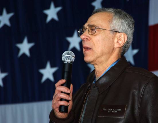 Col. Jack H. Jacobs, who received the Medal of Honor for his service in Vietnam, will speak about his memoir, &quot;If Not Now, When? Duty and Sacrifice in America's Time of Need,&quot;on Sunday, Nov. 17, at the Tuxedo Park Library. He is pictured here speaking to crew members during a visit to the aircraft carrier USS Theodore Roosevelt in December 2005. (U.S. Navy photo by Photographer's Mate Airman Stephen Early.)