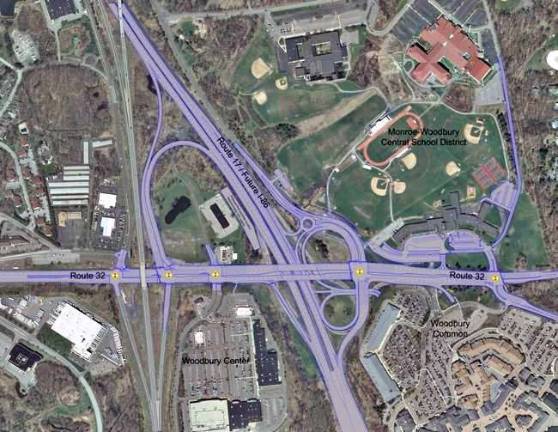 Source: New York State Department of Transportation The plan to renovate the Route 17 Exit 131 area in Woodbury includes a new loop ramp allowing streamlined access to the Thruway, widening parts of Routes 6 and 32; and removal of two traffic lights.