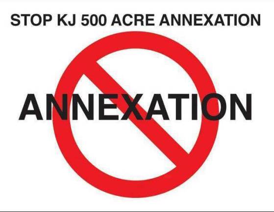 A sign used by United Monroe to protest the proposed annexation of land in the Town of Monroe into the Village of Kiryas Joel.