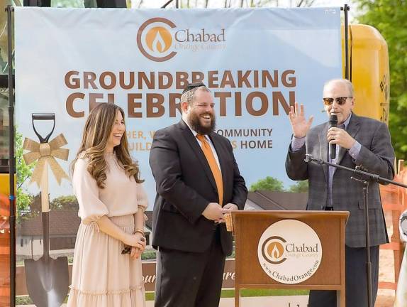 Monroe Mayor Neil Dwyer speaks at the Chabad Campus groundbreaking celebration.