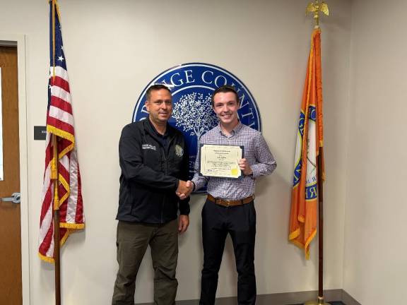 Orange County Executive Steve Neuhaus (left) with Liam Gaffney, Orange County’s July ‘Citizen of the Month.’