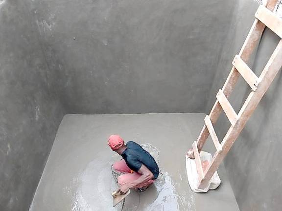 Cistern construction in Haiti.