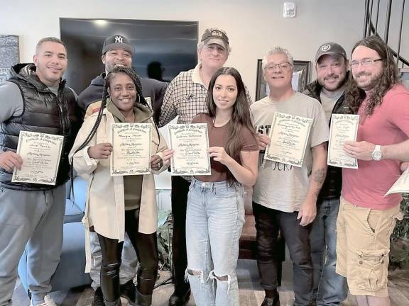 Adult class - Rear, left to right: Jose Perez, Apollo Lavezzori, David Wilson, Anthony LoCastro, Colin Gregan. Front, left to right: Monique Miner, Gabriela Matamoros, Liam Gregan