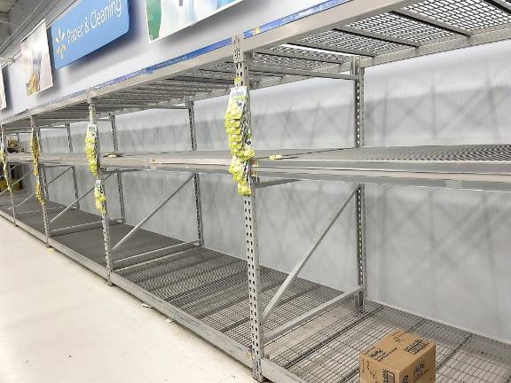 Cleaning supplies were in short supply Monday morning.