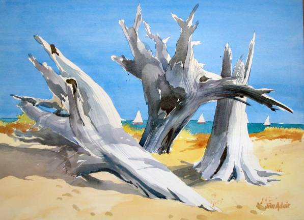 &quot;Three Stumps&quot; is a watercolor by Jim Adair.