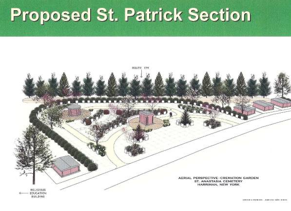 The St. Patrick Cremation Garden will incorporate a granite columbarium for cremation inurnments, family estate areas for above-ground entombment and memorial gardens for in-ground inurnment. These areas are open for all Catholics wishing to select a sacred resting place.