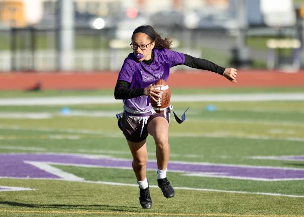 Crusader QB Chloe Ahorrio threw two touchdown passes in the game.