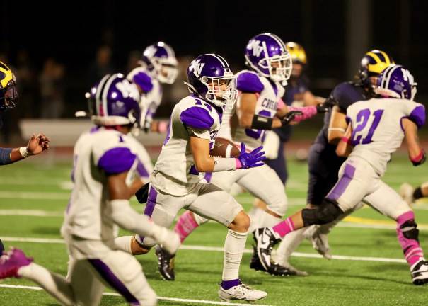 Liam Hayes, #14, ended the Bushmen’s comeback bid when he intercepted a pass.