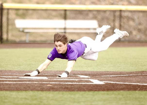Senior Liam Hayes hustle got the Crusaders on the board when he scored from second on a single in the first.
