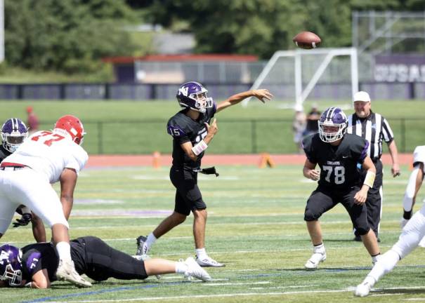 Quarterback David Fennessy completed 11 of 19 passes for 100 yards in the game.