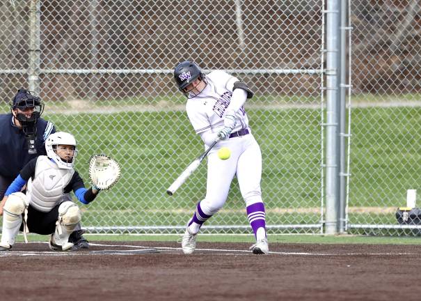 Callie Exarchakis drove in the first run of the season with a single.