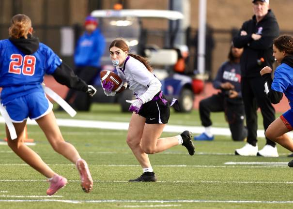 #16 Kaylen Baricevic scored the Crusaders only TD in the game.