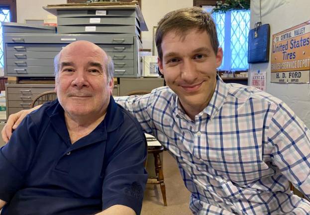 Former Woodbury Historical Society president and new vice president Neil Crouse (left) seated next to new president Alex Prizgintas (right). Provided photos.