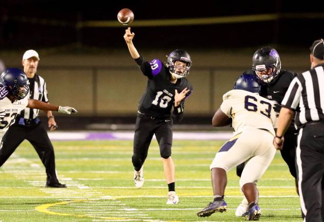 QB Anthony Campione (#10) throws a pass in the fourth quarter.