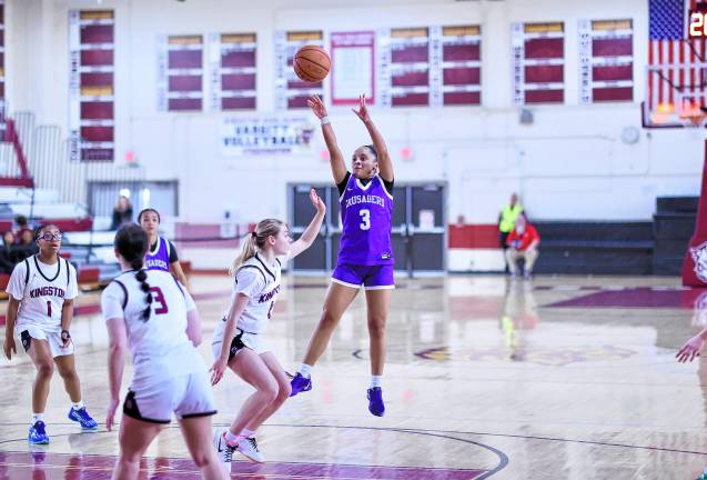 Madison Fileen, #3, helped rally the Crusaders to victory in the second half.