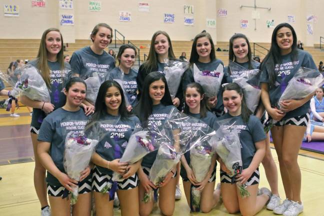 The seniors. Back row, from left, Maggie Harrington, Lauren LaBella, Hailey Zimmerman, Brianna Evans, Geena Babington, Julia Kaminski and Kirstie Alvarez. In front, Christina Torres, Brittany Acosta, Mia Del Nunzio, Sami MacFadden, Meghan Negron.