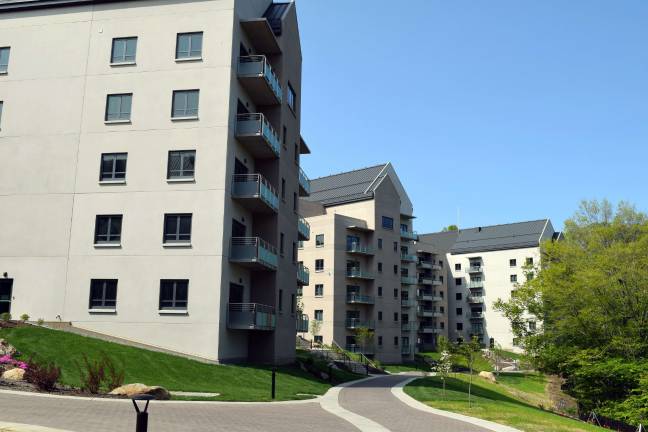 Some of the residence buildings have a view of the lake as well.