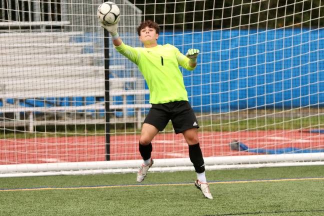 Justin Landusky #1, has played outstanding in goal for the Crusaders.