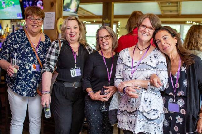 Susan Constantino, Maureen Mchale, Debra Jean Mealy, Betsy Thomas, and Susan Sosa, at the MWHS class of 1973 50th Reunion. Photo by Sammie Finch