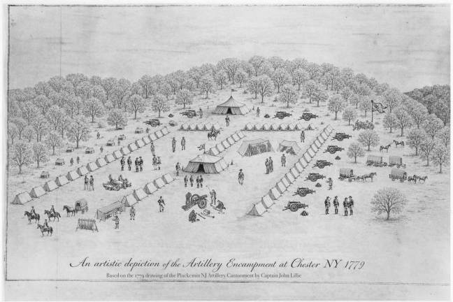 An artistic rendering of the artillery encampment at Chesterr