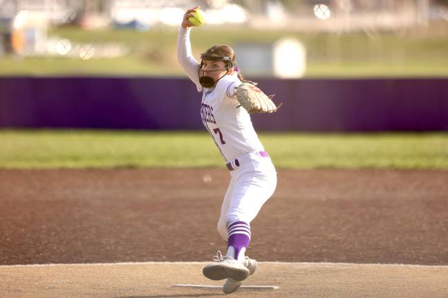 Isabella Brelesky had a big opening day, picking up the victory and sticking out 10 and collecting four hits with five RBIs.
