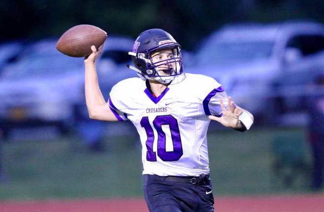 Crusader QB Anthony Campione completed nine passes for 168 yards