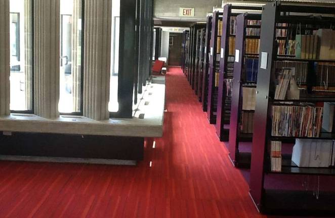 This photo shows the some of the stacks at the recently renovated Claire T. Carney Library at the University of Massachusetts campus in Dartmouth, Mass.
