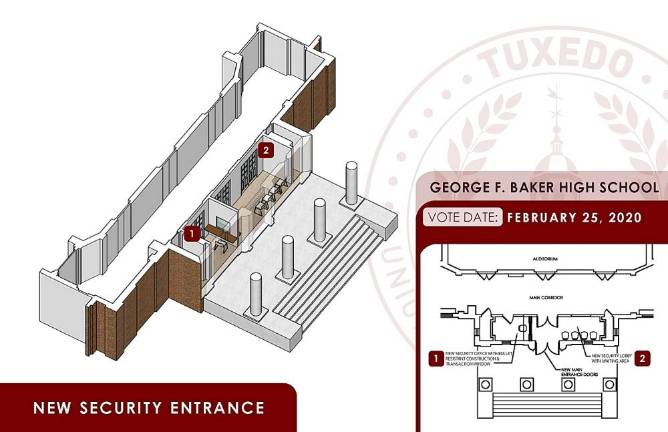 The cost of the proposed improvements at George F. Baker High School is $1.76 million and would include a new security entrance.