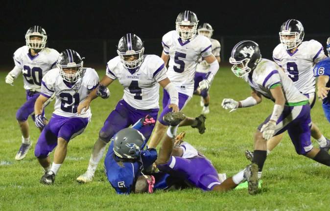 The Crusaders defense stepped up in the second half and shut out the Vikings.