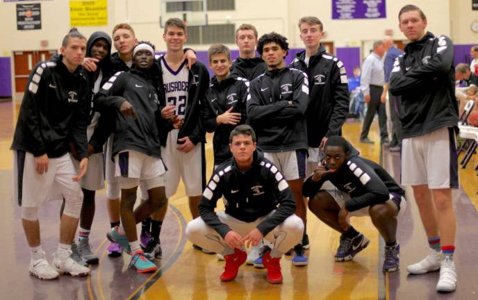 The Taravella Tournament Champions: In front, from left to right: Rob Vacco and Chance Green; and standing from left: Chris Lulgjuarj, Brandon Adams, Nick Memoli-Sonera, Jayson Ongondo, Jack Dembia, Jack Berry, Pat Nugent, Jermain Veras, Conor Coffey and Johnny McCormick.