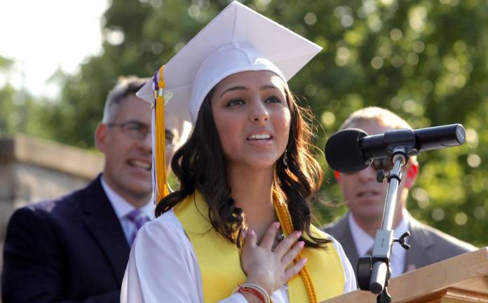The Pledge of Allegiance was led by Senior Class President Akshani Patel.