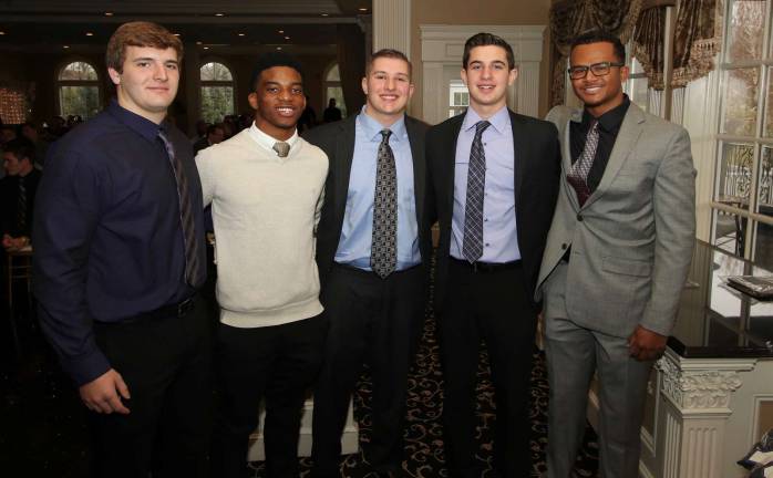 This year's team captains: From left to right: Zack Vanier, Dylan Wynn, Jayden Prina, Steven Campione and Tyler Toledo.