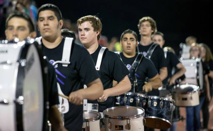 The drumline at Monroe-Woodbury High School's homecoming game last Friday evening.