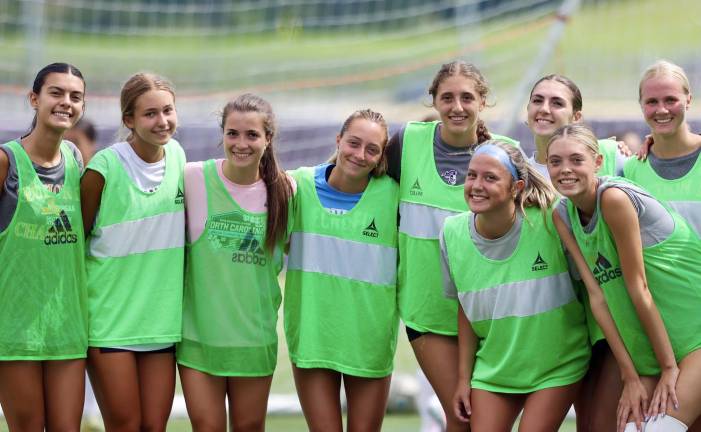 The Monroe-Woodbury Varsity Girls Soccer Team opened its 2026 training camp on Monday, Aug. 24, at home in Central Valley. Photo by William Dimmit.