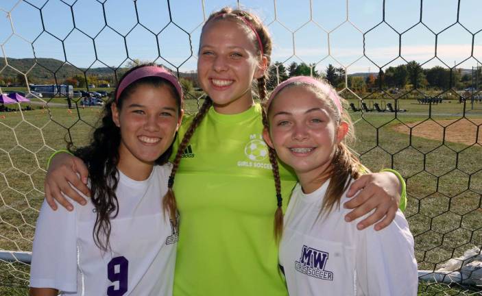 Crusader sophomores: Pictured from left to right are: Colleen Kinsella, Emmy Hamman and Jillian Fabbro.