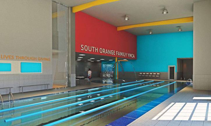 Renderings by Hudson DesignIf the South Orange Family YMCA expands at its Monroe facilty, it would include an Olympic length pool, hot tub and locker rooms for the new aquatic amenities.