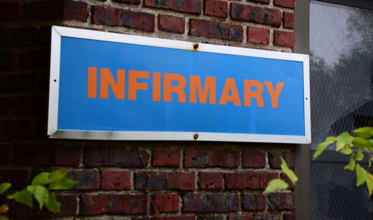 The Camp LaGuardia Infirmary, located at the rear of the Main Building, ministered to the medical needs of homeless men for half a century. Courtesy of Robert Yasinsac / Hudson Valley Ruins.